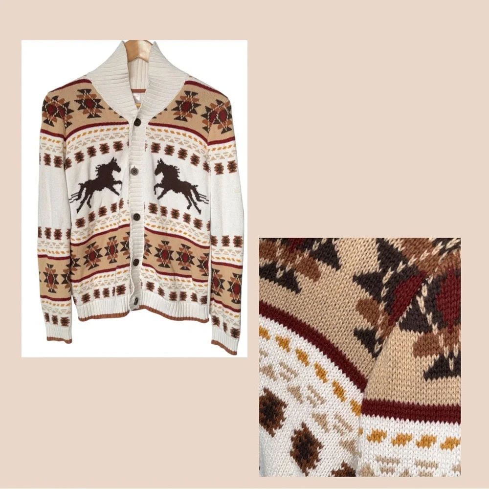 GYMBOREE Boys Horse Cardigan - Western Skies - Size 12